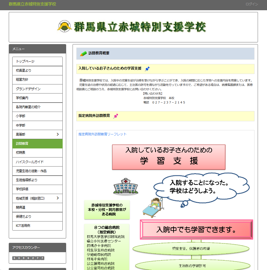 群馬県立赤城特別支援学校  訪問教育概要 ホームページ画像