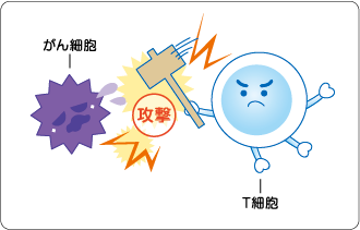免疫は発生したがん細胞を排除のイメージ図